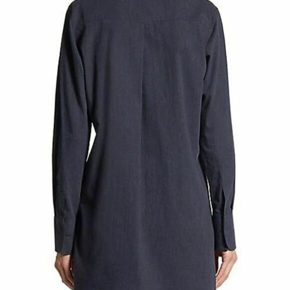 NWT AKRIS Blue Denim Cotton Lace Embroidery Stand Collar Tunic Blouse Top 4 - Picture 9 of 9